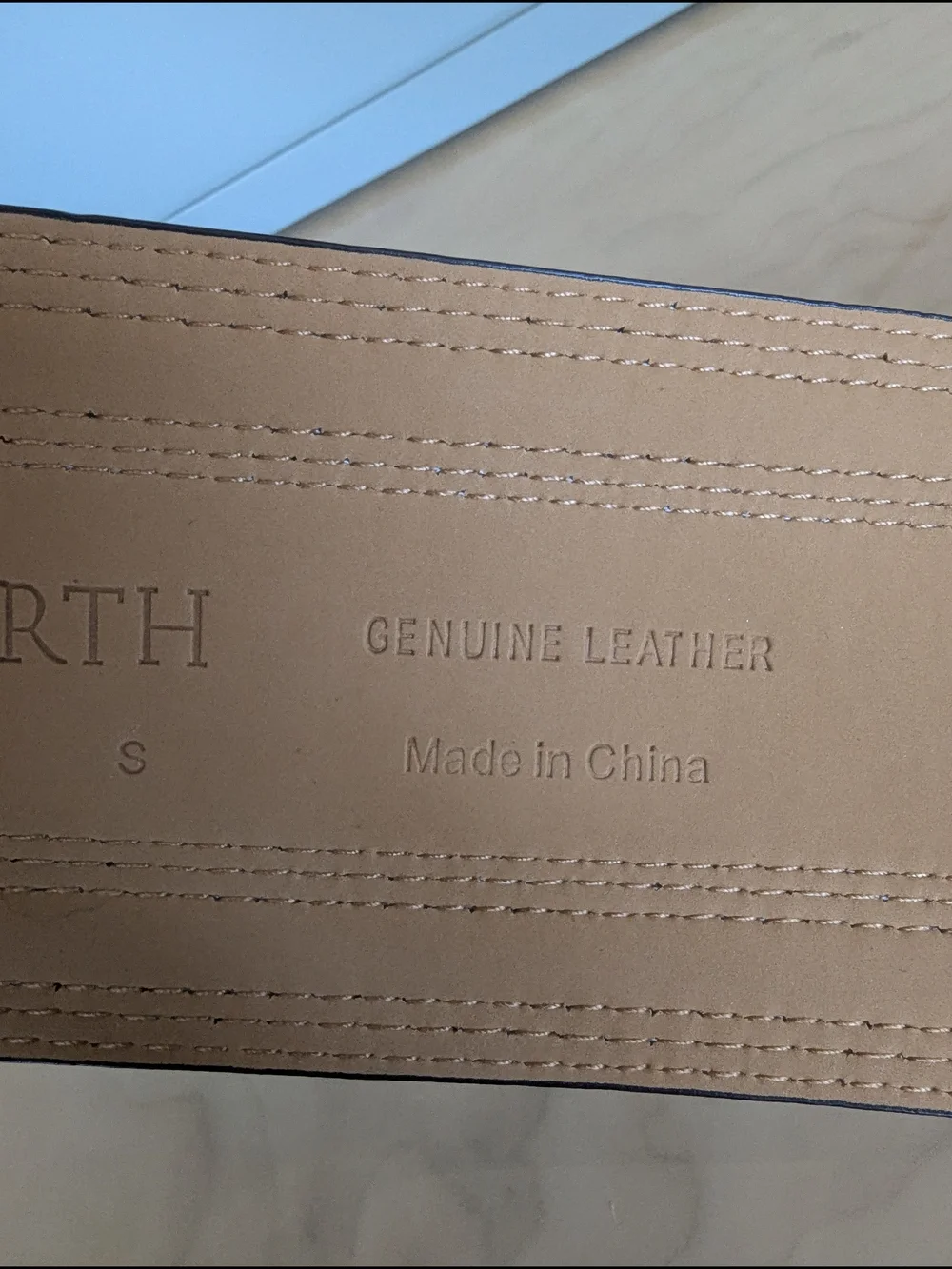 Worth Black Leather Belt with White Contrast Stitching